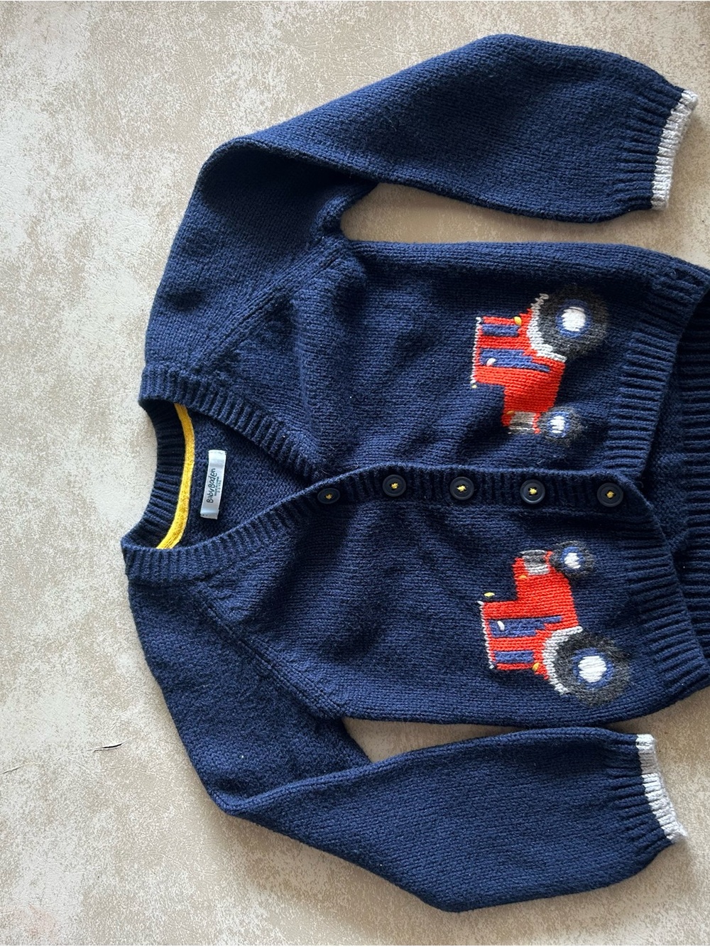 Children's Navy Tractor Knit Cardigan -